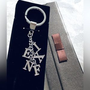 Crystal Pave Silver Multi Charm Keychain Key Ring FENIX new in box